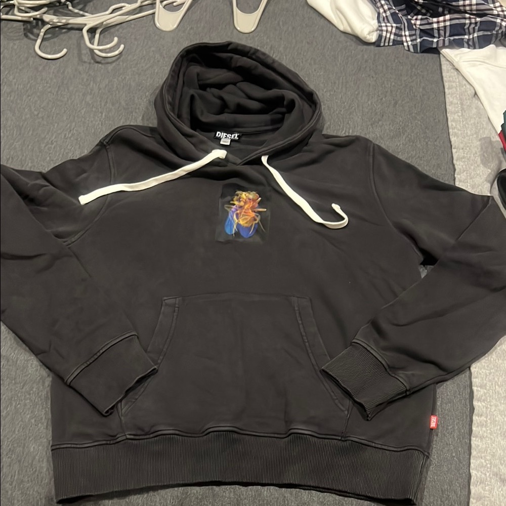 Diesel Black Graphic Hoodie Sweatshirt